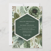 Invitation Mariage Éthéré Botanique Émeraude (Devant)