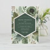 Invitation Mariage Éthéré Botanique Émeraude (Debout devant)