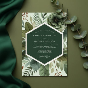 Invitation Mariage Éthéré Botanique Émeraude