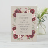 Invitation Mariage Éthéré Bourgeon de Bourgogne (Debout devant)