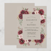 Invitation Mariage Éthéré Bourgeon de Bourgogne (Devant / Derrière)