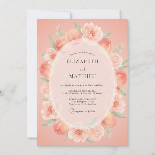 Invitation Mariage Éthéré de Corail Doux en Été