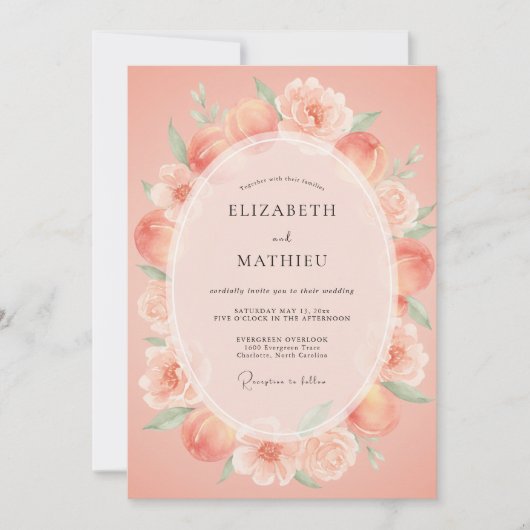 Invitation Mariage Éthéré de Corail Doux en Été (Devant)