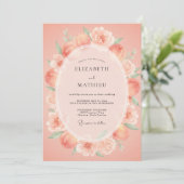 Invitation Mariage Éthéré de Corail Doux en Été (Debout devant)