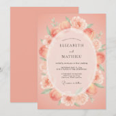 Invitation Mariage Éthéré de Corail Doux en Été (Devant / Derrière)