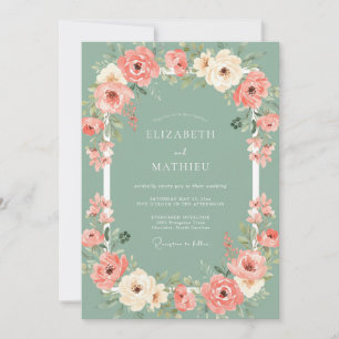 Invitation Mariage Éthéré de Floraison de Corail