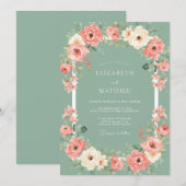 Invitation Mariage Éthéré de Floraison de Corail (Devant / Derrière)