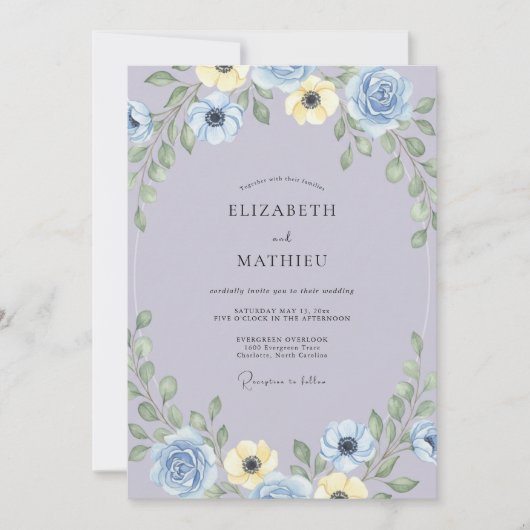 Invitation Mariage Ethéré de Lavande en Forêt (Devant)