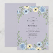 Invitation Mariage Ethéré de Lavande en Forêt (Devant / Derrière)