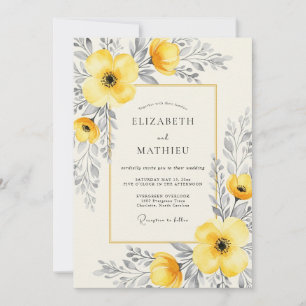 Invitation Mariage Éthéré d'Été au Charbon Jaune