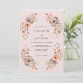 Invitation Mariage Éthéré Fleur de Pêcher (Debout devant)