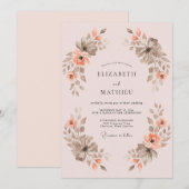 Invitation Mariage Éthéré Fleur de Pêcher (Devant / Derrière)