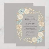 Invitation Mariage Éthéré Gris d'Hiver (Devant / Derrière)