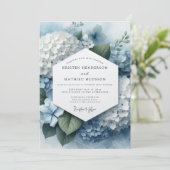 Invitation Mariage Éthéré Hydrangea Bleu (Debout devant)