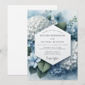 Invitation Mariage Éthéré Hydrangea Bleu (Devant / Derrière)