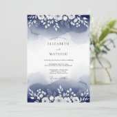 Invitation Mariage Ethéré Indigo Bloom (Debout devant)