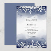 Invitation Mariage Ethéré Indigo Bloom (Devant / Derrière)
