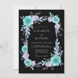 Invitation Mariage Éthéré Lavande Sarcelle