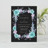 Invitation Mariage Éthéré Lavande Sarcelle (Debout devant)