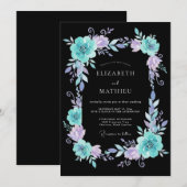 Invitation Mariage Éthéré Lavande Sarcelle (Devant / Derrière)