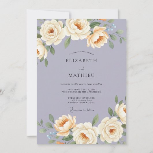 Invitation Mariage Éthéré Rose Lavande (Devant)