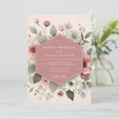 Invitation Mariage Éthéré Rose Tendre (Debout devant)