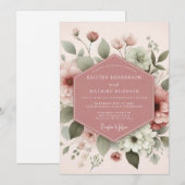 Invitation Mariage Éthéré Rose Tendre (Devant / Derrière)