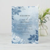 Invitation Mariage Ethereal Bleu Botanique Romance (Debout devant)
