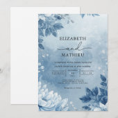 Invitation Mariage Ethereal Bleu Botanique Romance (Devant / Derrière)