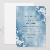 Invitation Mariage Ethereal Blue Floral Frost (Devant / Derrière)