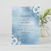 Invitation Mariage Ethereal Blue Frost Bloom (Debout devant)