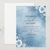 Invitation Mariage Ethereal Blue Frost Bloom (Devant / Derrière)