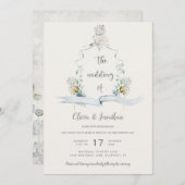 Invitation Mariage Ethereal White Floral Sage Green Crest (Devant / Derrière)