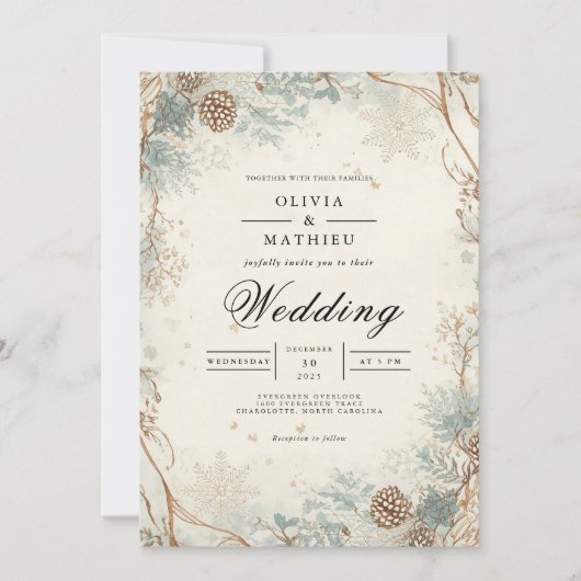 Invitation Mariage Ethereal Winter Branches (Devant)