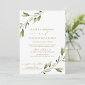 Invitation Mariage Ethéréel Conte de Fées Verdure Vignes Doré (Debout devant)