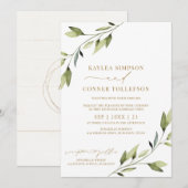 Invitation Mariage Ethéréel Conte de Fées Verdure Vignes Doré (Devant / Derrière)