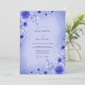 Invitation Mariage Ethéréen Floral Bleu (Debout devant)