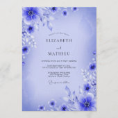 Invitation Mariage Ethéréen Floral Bleu (Devant)