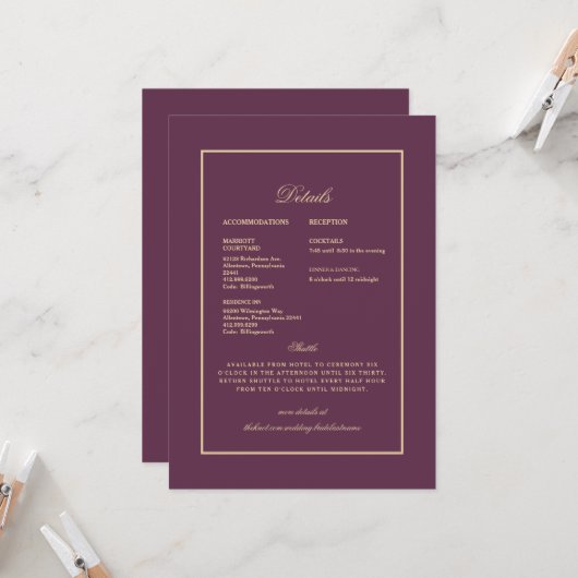 Invitation Mariage Ethnic Indian Purple & Gold Détails (Devant/Arrière en situation)