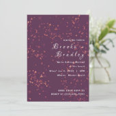 Invitation Mariage Étincelle Violet de Minuit (Debout devant)