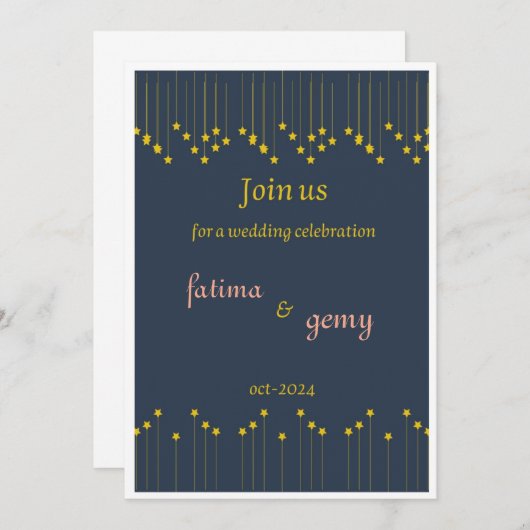 Invitation mariage étoile (Devant / Derrière)