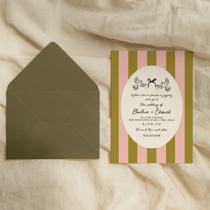 Invitation Mariage étoile à rayures vertes