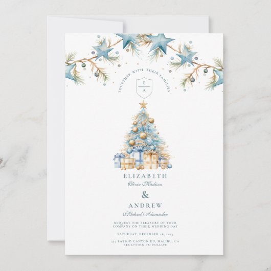 Invitation Mariage étoile bleue gelée (Devant)