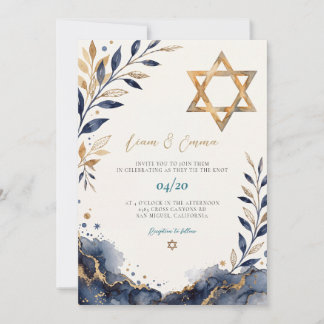 Invitation Mariage étoile de David juif israélien bleu
