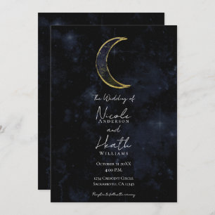 Invitation Mariage étoilé de la Lune noire d'or