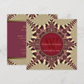 Invitation Mariage Étoile Monogramme Moderne Batik Rouge Prof (Devant / Derrière)