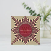 Invitation Mariage Étoile Monogramme Moderne Batik Rouge Prof (Debout devant)