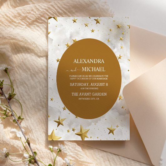 Invitation Mariage Étoiles et Blanc Céleste
