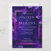 Invitation Mariage | Étonnant feuillage Tropical Néon (Devant)