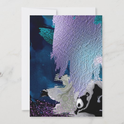 Invitation Mariage | Étonnant Gras Turquoise Lavande Abstrait (Dos)